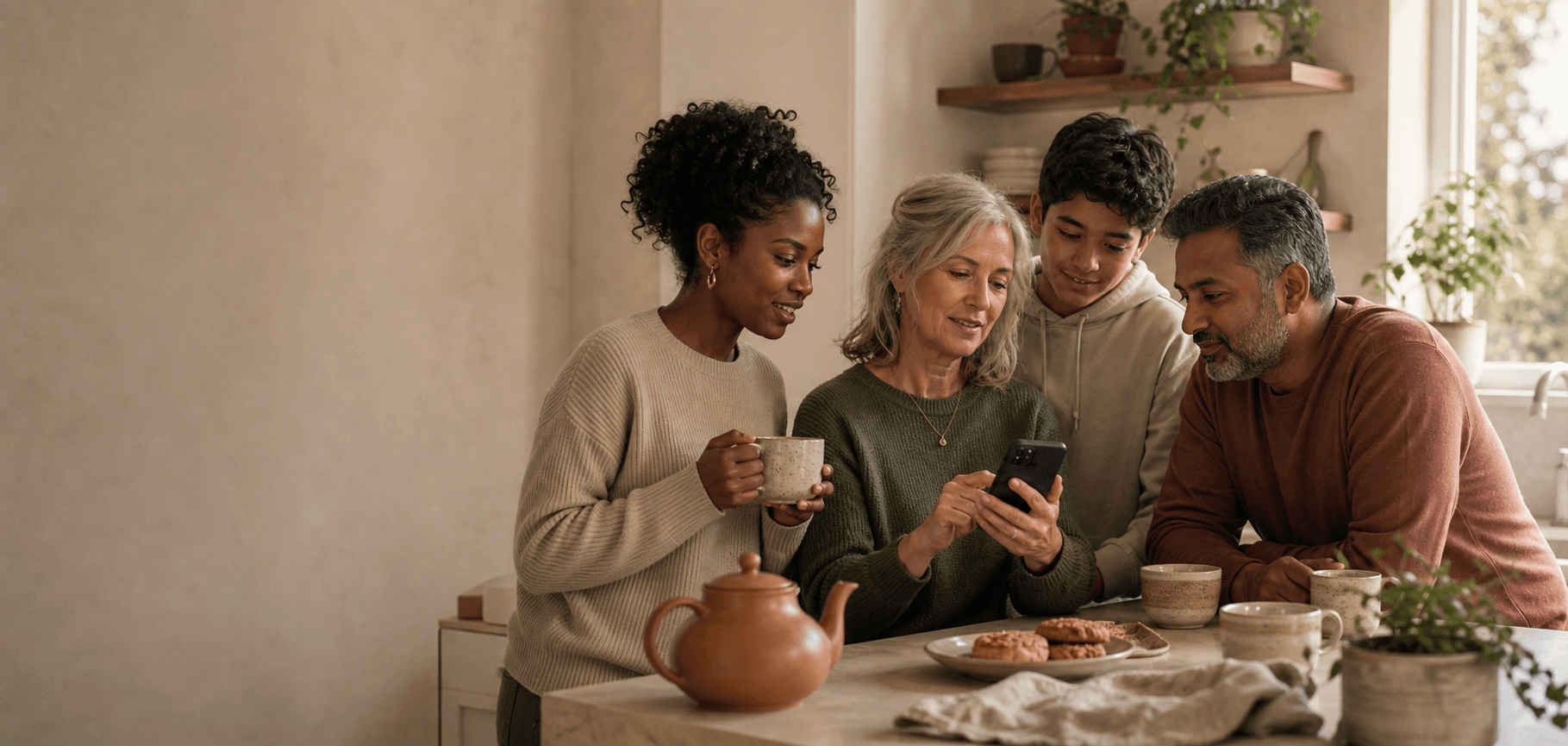 A diverse group of people engaging with digital devices, representing transparent cookie and privacy controls